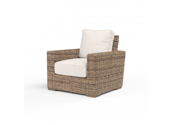 Havana Club Chair in Canvas Natural w/ Self Welt - Front Side Angle