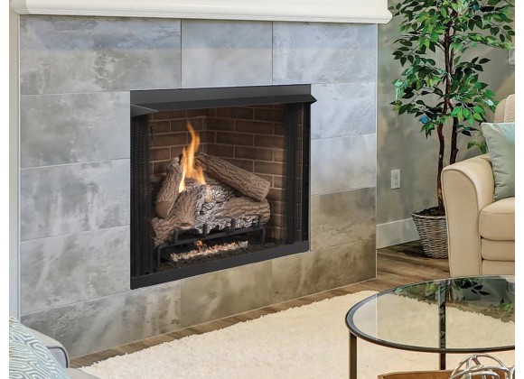 Superior Fireplaces 32" Firebox, 24" Tall Opening With Back Bay Brown/Refractory Stacked Fiber Liners - Lifestyle