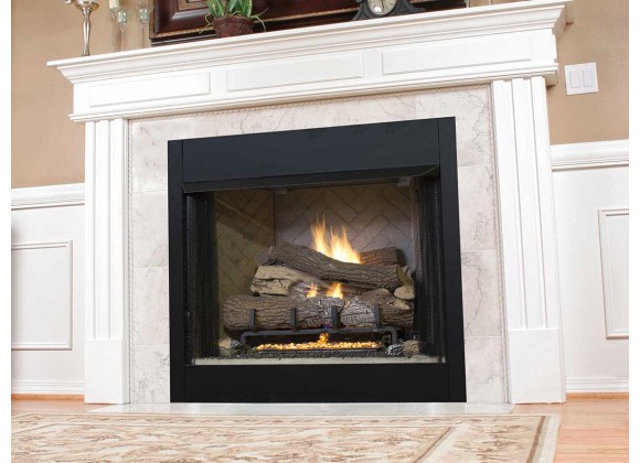 Superior Fireplaces 36" Firebox with 28" Tall Opening Firebox With White Herringbone/Stacked Liner