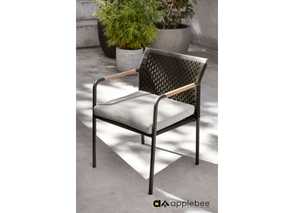 Alfresco Home Elle Belt Dining Armchair w/ Teak Arm Rests | Cushion Inclusive - Lifestyle