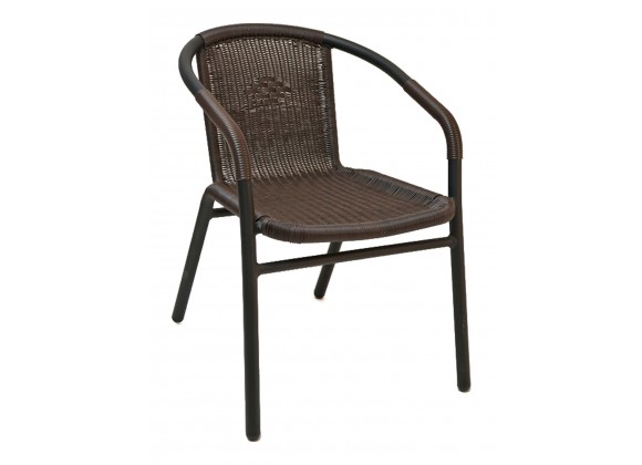 Anodized Aluminum Frame Arm Chair - W-21 - Espresso