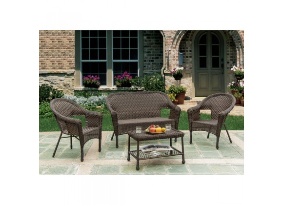 Hummingbird Collection Outdoor Garden Patio Conversational Wicker Furniture 4PC set w/ Table