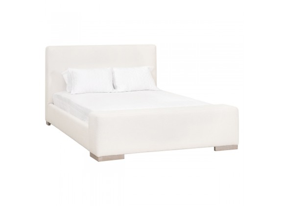Essentials For Living Warren Queen / Cal King Bed in Performance Boucle Snow, Natural Gray Oak - Front Side Angle
