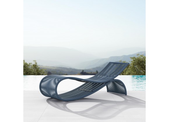 Azzurro Living Wave Lounge Chair With Matte Charcoal Aluminum Frame And Deep Royal All-Weather Rope - Lifestyle