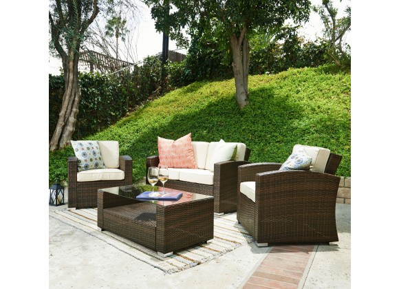 Emma Collection Outdoor Garden Patio Furniture 4PC set w/ Table