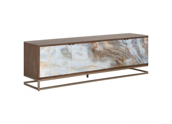 Sunpan Fuentes Media Console and Cabinet - Front Side Angle