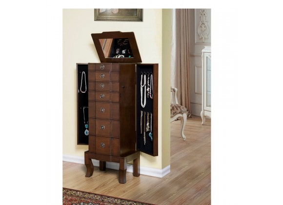 Trésor Jewelry Armoire - Coffee - Open