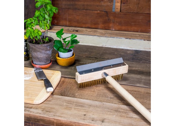 WPPO Ovens Pizza Oven Brush with Scraper and Wooden Handle - Lifestyle