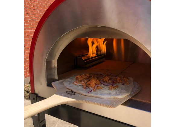 WPPO Ovens 16" x 36" Long Handled Wooden Pizza Peel - Lifestyle with Pizza