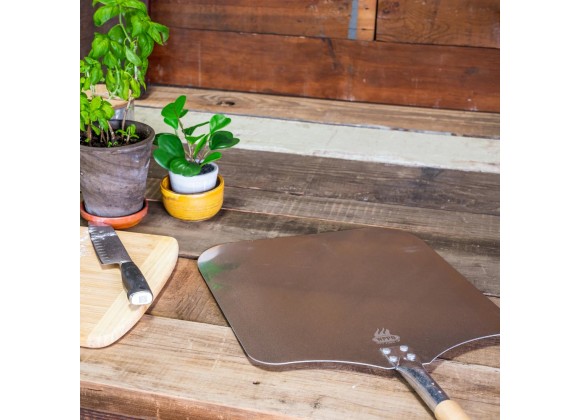 WPPO Ovens Traditional Aluminum Pizza Peel Wood Handle 12" x 26" - Lifestyle