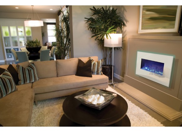 Amantii Electric Fireplace Fire and Ice Series 26" with 36" x 23" White Glass Surround