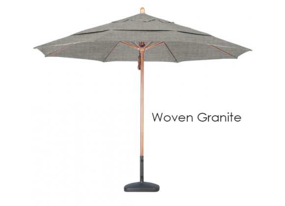 California Umbrella 11' FGlass Market Umbrella Pulley Open DV Marenti Wood - Olefin