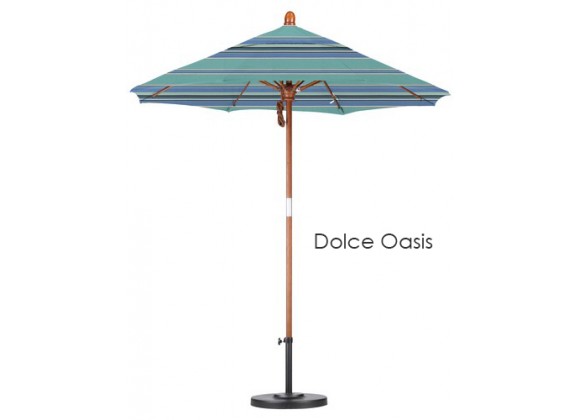 California Umbrella 7.5' Fiberglass Market Umbrella Pulley Open Marenti Wood - Sunbrella