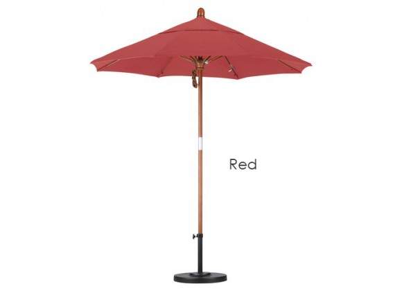California Umbrella 11' FGlass Market Umbrella Pulley Open DV Marenti Wood - Olefin