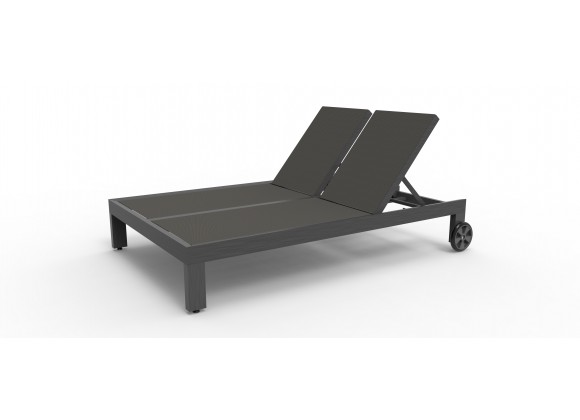 Sunset West Redondo Adjustable Double Sling Chaise - Front Side Angle