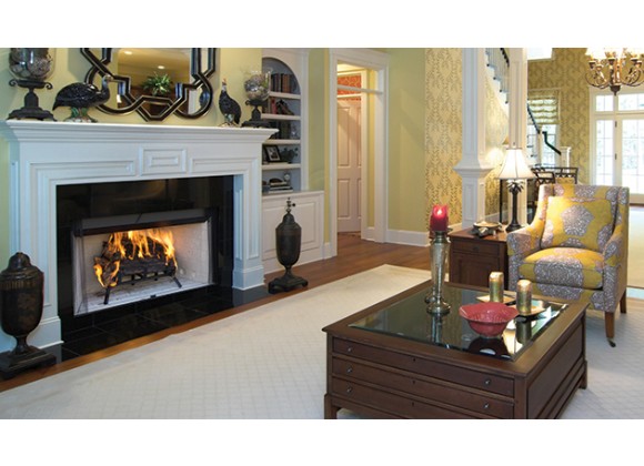 Superior Fireplaces 36" Louvered In White Stacked Refractory Panels And Insulated Firebox - Lifestyle 1