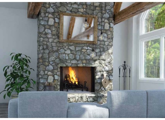 Superior Fireplaces 42" Fireplace With White Stacked/Herringbone Refractory Panels - Lifestyle