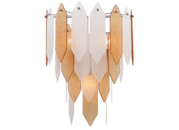 ZEEV Lighting Matrix Wall Sconce -  Chrome With Amber & Frosted Glass