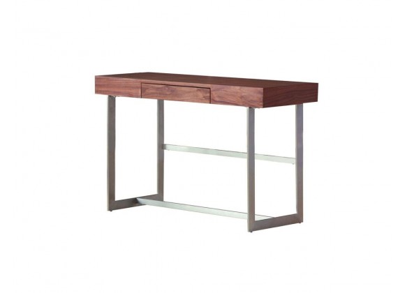 Remi Sofa Table Natural Walnut with Brushed Stainless Steel