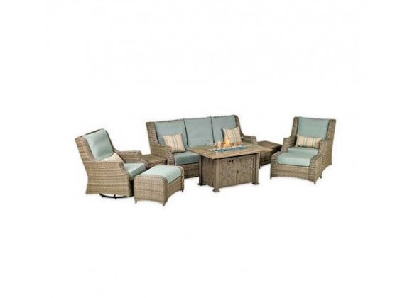Patio Resort Lifestyle Rome Platinum 8-Piece Fire Deep Seating Group