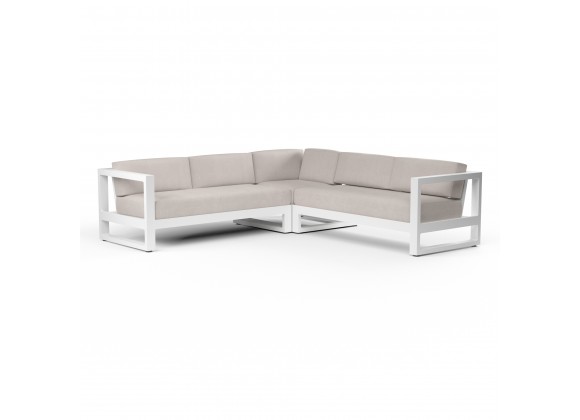 Newport Sectional in Canvas Natural, No Welt - Front Side Angle