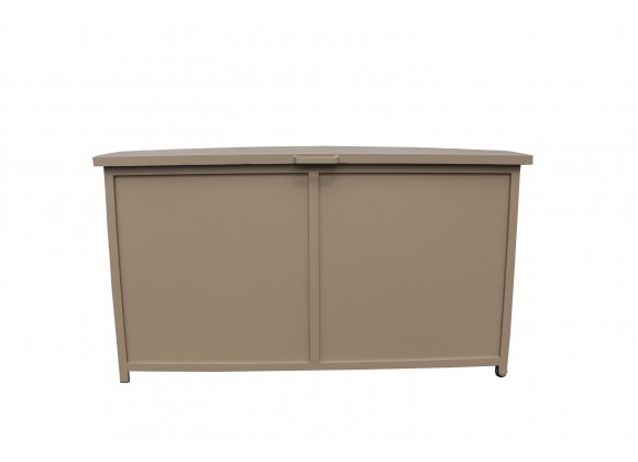 Alfresco Home the Yacht Small RTA Aluminum Storage/Cushion Cabinet - Sand Dollar - Front Angle