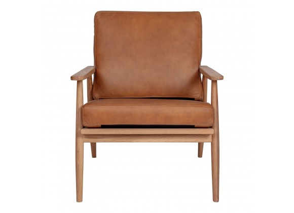Moe's Home Collection Harper Leather Lounge Chair Tan - Front Angle