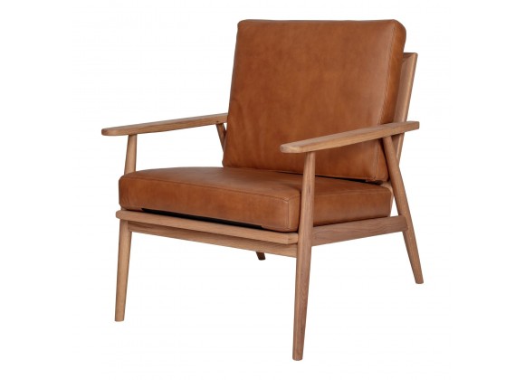 Moe's Home Collection Harper Leather Lounge Chair Tan - Front Side Angle