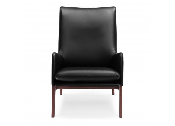 Moe's Home Collection Asta Leather Chair - Black - Front Angle