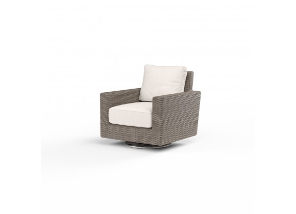 Coronado Swivel Rocker in Canvas Natural w/ Self Welt - Front Side Angle
