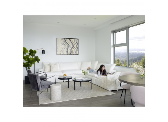 Moe's Home Collection Clay Modular Sectional Performance Fabric in White - Lifestyle