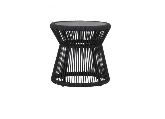 Sunset West Milano End Table w/ 20" Honed Absolute Granite Insert Top - Front Angle