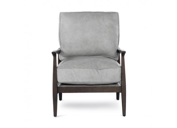 Sunpan Fedele Lounge Chair - Saloon Light Grey Leather - Front Angle
