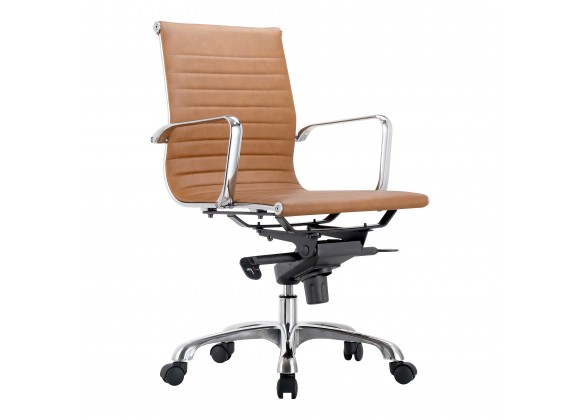 Moe's Home Collection Omega Swivel Office Chair Low Back Tan - Angled View