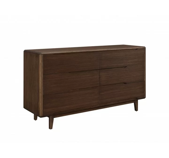 Greenington Currant Six Drawer Double Dresser Oiled Walnut - Front Side Angle 