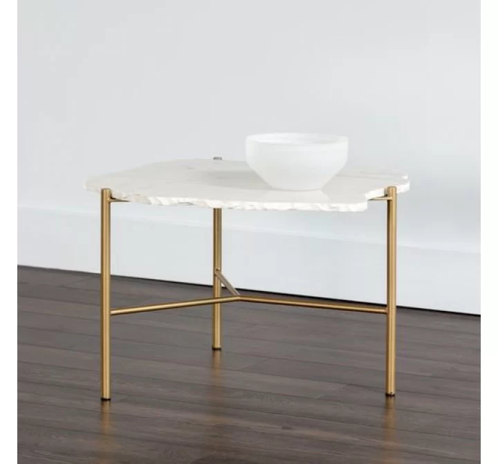 Sunpan Saunders Coffee Table Top White Marble - Lifestyle