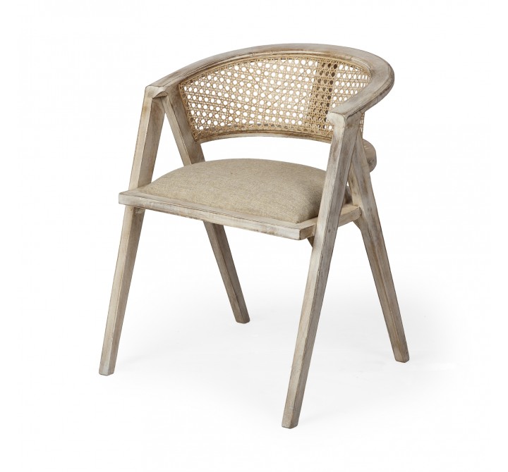 Mercana Tabitha I Wooden Frame 100% Polyester Seat Dining Chair - Angled