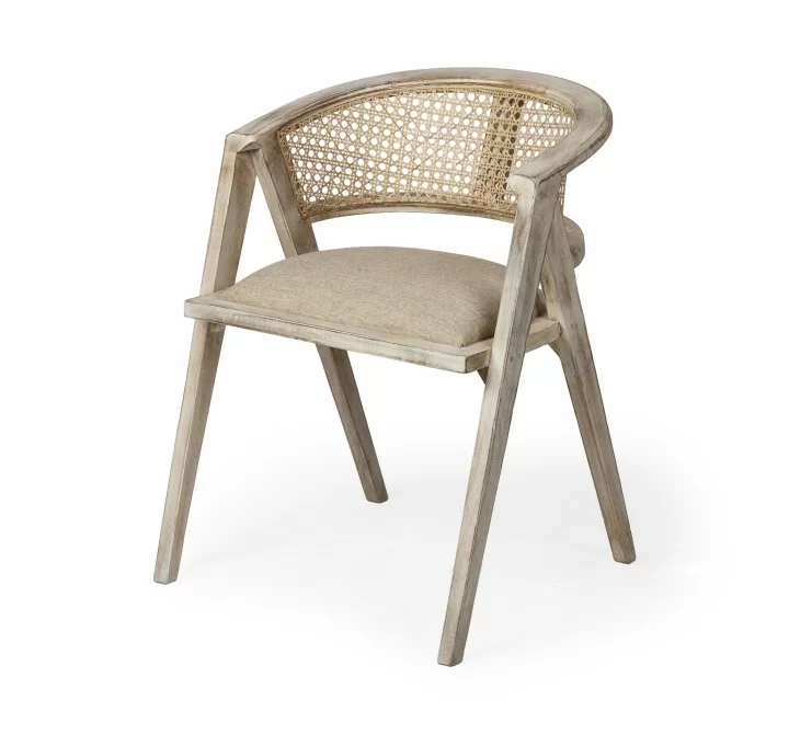 Mercana Tabitha I Wooden Frame 100% Polyester Seat Dining Chair - Angled