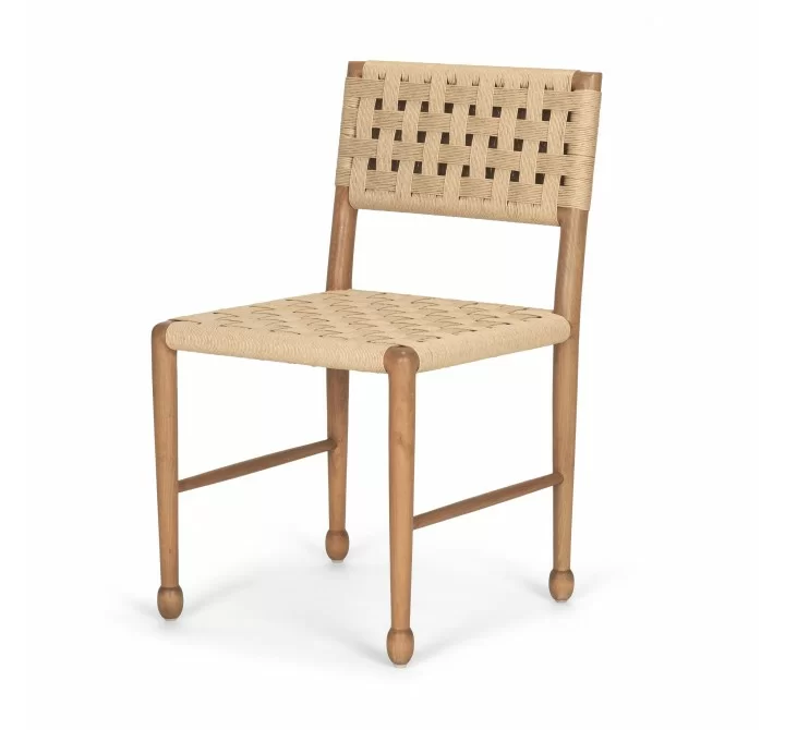 Mercana Brinley Woven Paper Rope w/ Brown Wood Frame Dining Chair