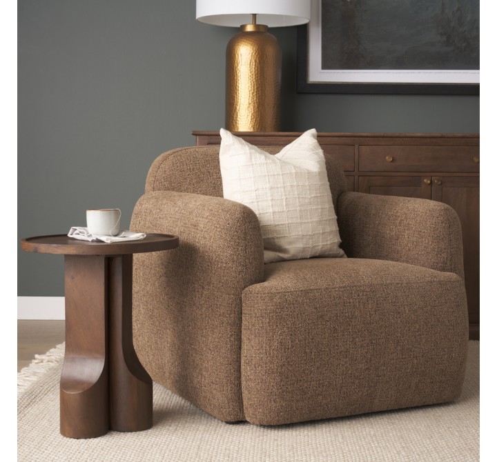 Mercana Cayson Dark Brown Sculptural Round Accent Table