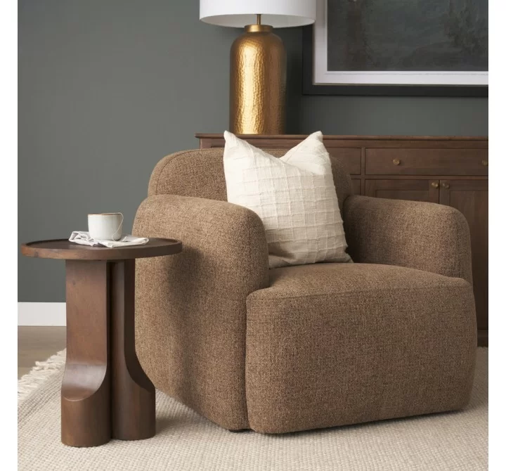 Mercana Cayson Dark Brown Sculptural Round Accent Table
