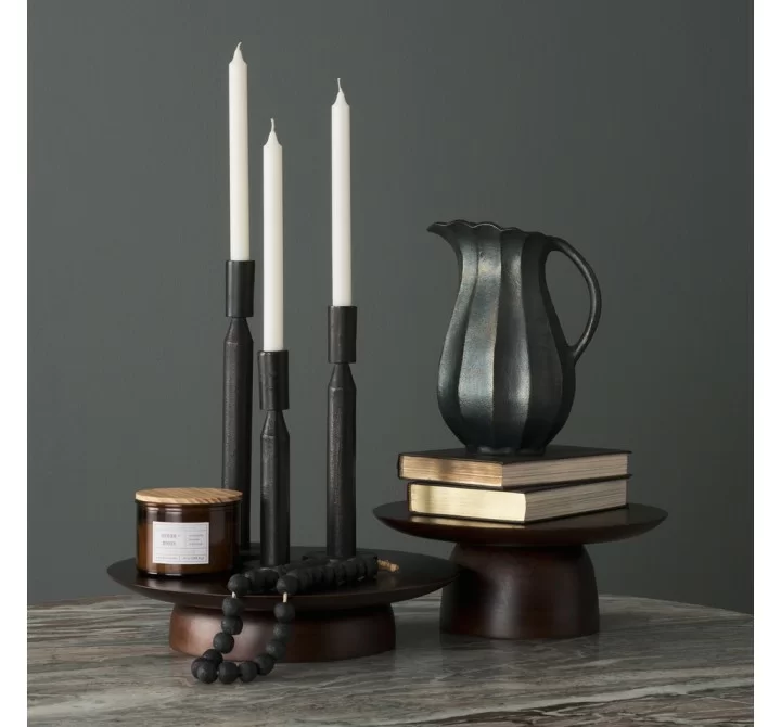 Mercana Anya Matte Black Scalloped Petal Cast Metal Jug