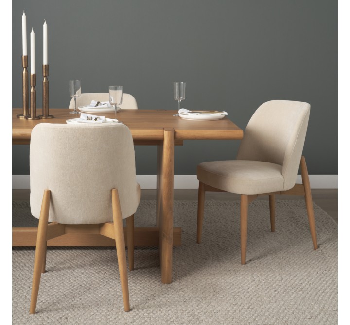 Mercana Abbie Curved Back Oatmeal Fabric Dining Side Chair