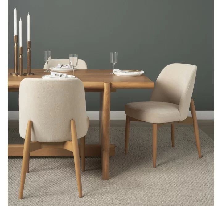 Mercana Abbie Curved Back Oatmeal Fabric Dining Side Chair