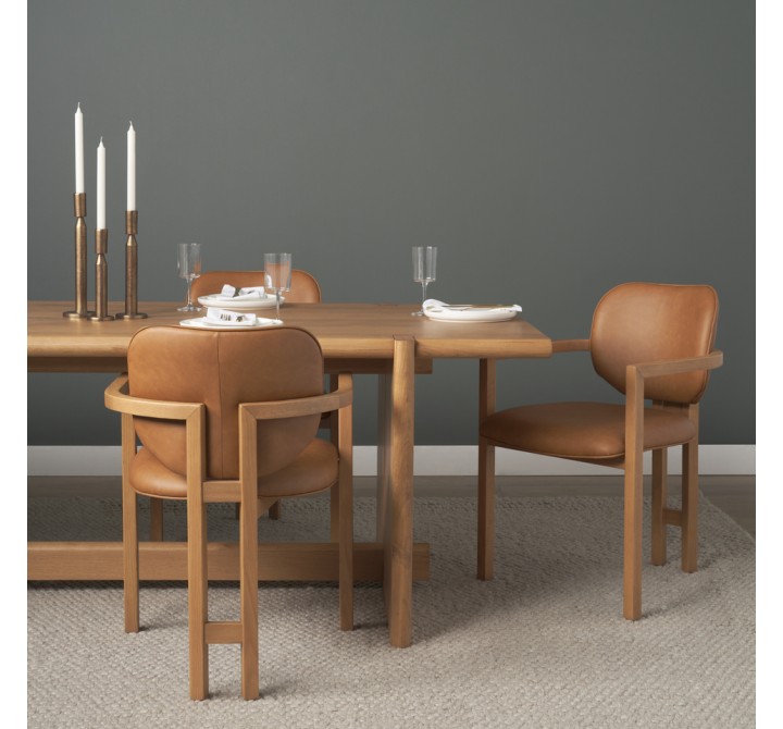 Mercana Carlisle Curved Back Tan Leather Tripod Frame Dining Armchair