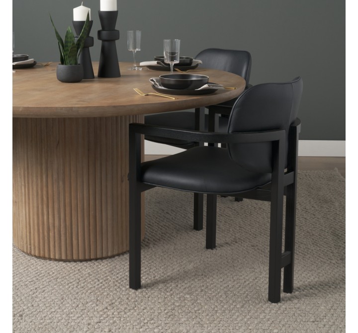Mercana Carlisle Curved Back Black Leather Tripod Frame Dining Armchair