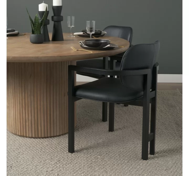 Mercana Carlisle Curved Back Black Leather Tripod Frame Dining Armchair