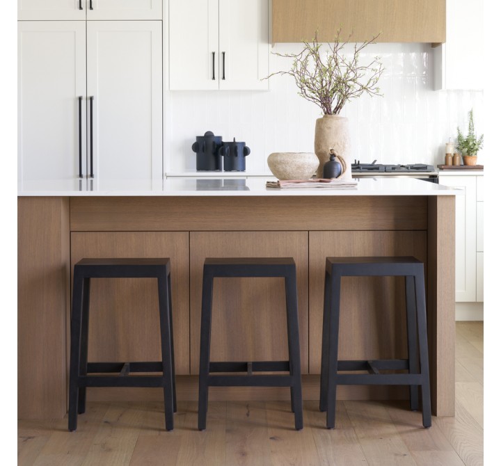 Mercana Colony Black-Brown Solid Wood Counter Stool