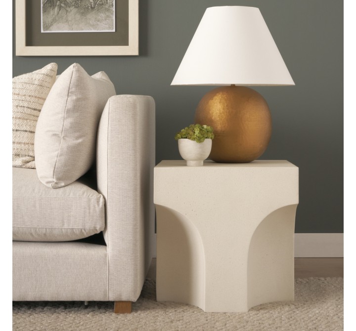 Mercana Bunda Square Sculptural Stone Finish Accent Table