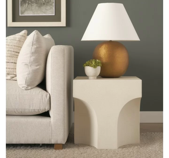 Mercana Bunda Square Sculptural Stone Finish Accent Table